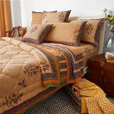 Find ideas to furnish your house. Indian Bedding Sets Handmade Block Printed Marigold Living