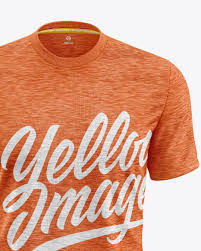 Download Melange Men S T Shirt Mockup In Apparel Mockups On Yellow Images Object Mockups