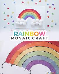 Construction paper, scissors, glue stick, pencil 1. Rainbow Mosaic Construction Paper Crafts For Kids Day 3