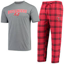 Tampa Bay Buccaneers Concepts Sport Troupe T Shirt Pants Sleep Set Red Heathered Gray