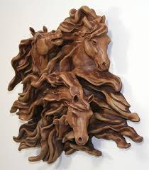 Sharon Smith Work Zoom Spirits In The Wind 2 7 View 3 Running Horses Wood Carving Art Horse Sculpture Sculpture