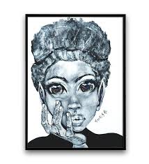 Black And White African Art Minimalist Black And White African Art Portrait Painting Etsy Black And White Wall Art African Art Wall Art Canvas Prints