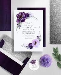 Eggplant Purple Peony And Greenery Silver Wedding Invitation Zazzle Com Purple Wedding Invitations Silver Wedding Invitations Lilac Wedding Invitations