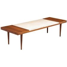 Mid century modern danish coffee table. Mid Century Modern Minimalist Walnut And Italian Travertine Coffee Table For Sale At 1stdibs