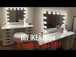 Diy Ikea Dupe Vanity Desk W Mirror Lights Under 170 00 Grluna Youtube Diy Vanity Table Diy Vanity Mirror Mirrored Vanity Desk