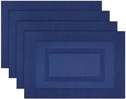 Amazon Com Pigchcy Placemats Washable Vinyl Woven Table Mats Elegant Placemats For Dining Table Set Of 4 18 In 2020 Dining Table Setting Placemats Blue Kitchen Decor