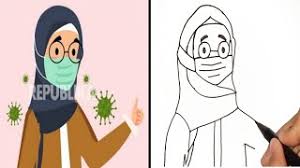 Cara pakai dan cuci masker kain. Cara Menggambar Orang Berjilbab Memakai Masker Youtube