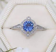1 Carat Blue Natural Sapphire Engagement Ring Vintage Style Etsy Vintage Engagement Rings Sapphire Edwardian Style Engagement Ring Sapphire Engagement