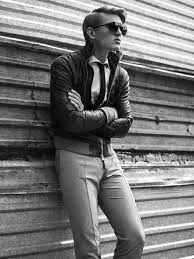 Arms Crossed Leaning In Leather Jacket Sunglasses Dress Pants Style Gentleman Style Mens Fashion