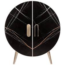 21st Century Bongo Cabinet Patagonia Granite Sahara Noir Marble Oxidized Brass In 2020 Wooden Bar Cabinet Walnut Veneer Mirror Art