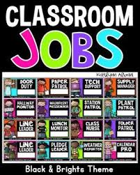 Classroom Jobs Student Job Cards And Name Tags Black And Brights Classroom Jobs Student Jobs Job Cards