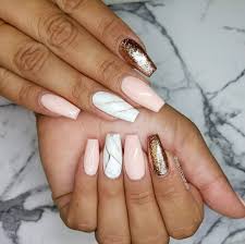 Blush Gold White Marble Coffin Nail Art Nail Art Design Nail Nails Nailart Coffinnail Marblenail Almond Acrylic Nails Fake Nails Marble Acrylic Nails Orange geometric design for short nails ❤ see more ideas on our blog!! almond acrylic nails