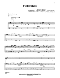 Pantera Im Broken Sheet Music Notes Chords Download Printable Bass Guitar Tab Sku 415405