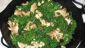 kale and maitake mushrooms