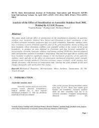 Pdf Analysis Of Sensitization Of Austenitic Stainless Steel By Different Welding Processes A Review