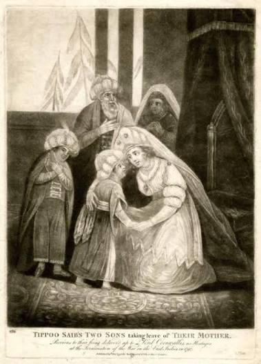 Both sons of Tipu Sultan, had famously been surrendered in 1792 to Lord Cornwallis as hostages at the age of 10 and nine years respectively as a personal – almost inconceivably cruel –