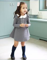 2015 Spring Autumn New Arrival Cotton Girl Korean Clothes Doll Collar Long Sleeved Casual Girls A Line Mini Dress Kids Outfits Girl Outfits Little Girl Fashion