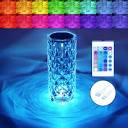 Hamlat LED Crystal Table Lamp 16 Color Changing RGB Diamond Touch ...