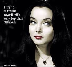 Morticia was portrayed by carolyn jones in the tv series and by anjelica huston in the addams family and its sequel addams family values.huston's portrayal of morticia was always illuminated by a ghostly glow around the eyes, which became most noticeable when she was standing or lying in dim light. I Try To Surround Myself Addams Family Gomez And Morticia Addams Family Morticia Addams