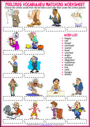 5 feelings and emotions worksheets: Feelings Esl Vocabulary Worksheets