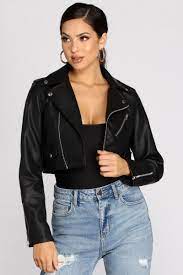 Chic And Cropped Faux Leather Jacket Cropped Faux Leather Jacket Leather Jacket Outfits Leather Jacket Black