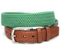 Italian Woven Cotton Elastic Belt - Light Green