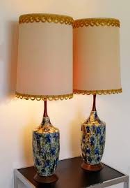 1960s Mid Century Modern Blue Drip Lava Glaze Ceramic Table Lamps A Pair Chairish Table Lamp Lamp Mid Century Lamp