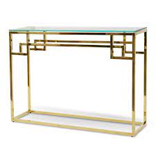 Anderson 1 15m Console Table Glass Top Golden Stainless Steel Base Console Table Glass Table Console Table Hallway