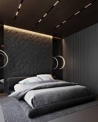 Black, gray, brown, blue and green. Dark Grey Apartment Dezign Ark Beta Luxury Bedroom Master Modern Luxury Bedroom Modern Master Bedroom Design
