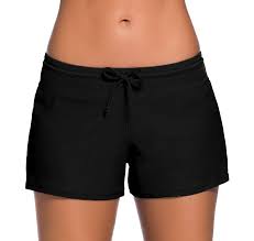 Women S Clothing Swimsuits Cover Ups Board Shorts Boardshorts Tankini Boyshorts Swimsuit Lace Up Waistband Black Badeshorts Frauen Badehose Schwimmhose