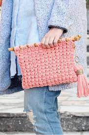 Clutch Bag Pattern Bamboo Stitch Knit Handy Little Me
