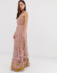 Asos Design Tall Tulle Maxi Dress With Delicate Floral Embroidery And Twist Straps Asos Maxi Dress Nice Dresses Dresses