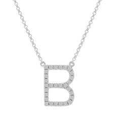 Women S 14k White Gold Diamond Studded Letter B Initial Pendant Necklace 18 Fancyinitialsp Contemporary Fine Jewelry Diamond Fashion Rings Selling Jewelry