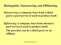 Outsourcing is a business practice in which certain functions required by the business are performed by outside parties on a contract basis rather than the business's. Cs Econ Ir Politics 125 Offshore Outsourcing Meaning Extent And Implications Jim Burke And Eva Paus February 6 Ppt Download