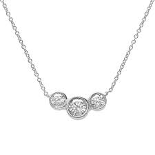 Three Diamond Necklace Round Diamond Earrings Diamond Three Stone Diamond