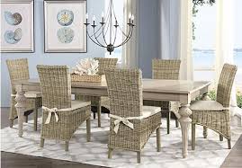 Cindy Crawford Home Key West Sand 5 Pc Rectangle Dining Room With Rattan Chairs Dining Room Sets Rattan Dining Chairs Wayfair Living Room Chairs