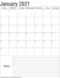 The 8.5 x 11 size year at a glance planner uses a full month in one column design and usa public holidays. 2021 January Calendars Handy Calendars