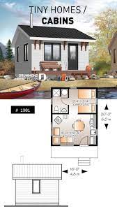 One bedroom floor plans—being small and affordable—also work well as starter homes for young, single professionals or married couples. Small 1 Bedroom Cabin Plan 1 Shower Room Options For 3 Or 4 Season Included Wood Stove Bedroom C Tiny House Cabin Tiny House Floor Plans Tiny House Plans