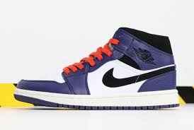 Black White Jordan 1 Mid 2018 Air Jordan 1 Mid Deep Royal Blue Black White University Red 852542 400 Air Jordans Sneakers Men Fashion Deep Royal Blue