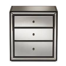 ( 3.0 ) out of 5 stars 2 ratings , based on 2 reviews Baxton Studio Avatar Art Deco Style 3 Drawer Mirrored Nightstand Set Of 2 In Silver Rs2654