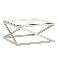 Coffee table with nickel brass structure and transparent glass top. Best Selling Severin Glass Top With Brushed Nickel Coffee Table Silver Inspire Q Accuweather Shop