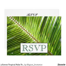 3 Entree Tropical Palm Tree Menu Rsvp Wedding Card Zazzle Com Rsvp Wedding Cards Wedding Cards Rsvp