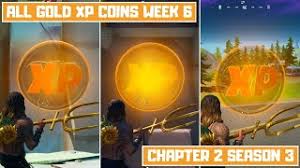 Here's the list of blue and gold spawn locations: Fortnite Week 6 Xp Coins All Gold Purple Green And Blue Coin Locations