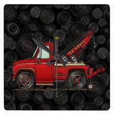 Cute Tow Truck Wrecker Square Wall Clock Zazzle Com In 2021 Tow Truck Square Wall Clock Trucks
