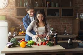 Happy Couple Cooking Healthy Food Together Happy Couple Cooking Dinner Together Sponsored Healthy Healthy Meals To Cook Couple Cooking Healthy Cooking