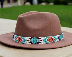 Hat Band Beaded Hatbands Cowboy Western Jewelry Leather Etsy Beaded Hat Bands Hat Band Cowboy Hats