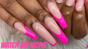 Related searches for hot pink nail acrylic: Watch Me Work Hot Pink French Tips Acrylic Nail Tutorial Clarissa Ama Youtube
