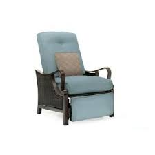 Hanover Ventura All Weather Wicker Reclining Patio Lounge Chair With Ocean Blue Cushion Venturarec Blu Blue Cushions Patio Lounge Chairs Lounge Chair Outdoor