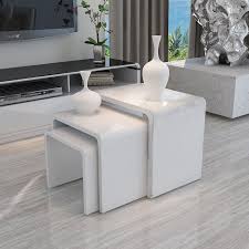 Modern Design White High Gloss Nest Of 3 Coffee Table Side Table Living Room With Images Living Room Side Table White Gloss Coffee Table Living Room Table