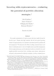 But of course, cryptocurrencies have notable risks. Pdf Investing With Cryptocurrencies Evaluating The Potential Of Portfolio Allocation Strategies